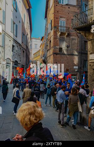 FIOM-Gewerkschaftsmarschiere in Siena, Italien Stockfoto