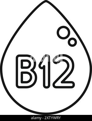 Einfache Darstellung eines Wassertropfens mit Vitamin b12, die seine Bedeutung für einen gesunden Lebensstil unterstreicht Stock Vektor