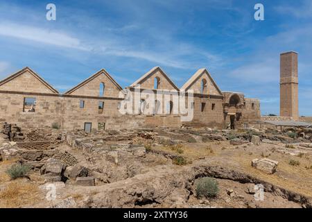 Ruinen von Ulu Cami (die große Moschee) in Harran. Dieses architektonische Denkmal ist die älteste Moschee in Anatolien und wurde im 8. Jahrhundert erbaut. Ruinen von Th Stockfoto