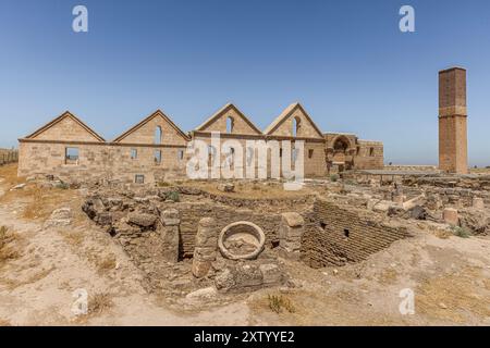 Ruinen von Ulu Cami (die große Moschee) in Harran. Dieses architektonische Denkmal ist die älteste Moschee in Anatolien und wurde im 8. Jahrhundert erbaut. Ruinen von Th Stockfoto