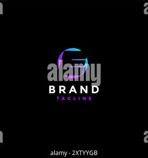 Anfangsbuchstabe E im Logo-Design des Circle. Anfangsbuchstabe E in Schwarz über buntem Kreise-Logo-Design. Stock Vektor