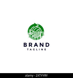 Klassisches Design Mit Recycling-Symbolen. Drei Pfeile drehen sich um Ein klassisches Ball-Logo. Stock Vektor
