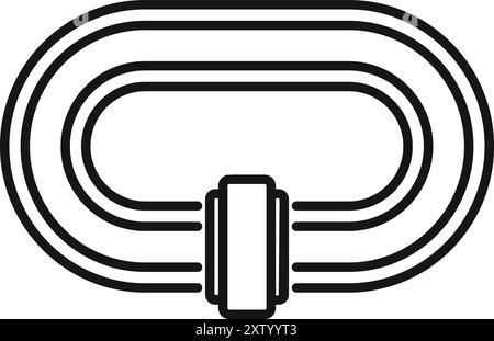 Dieses Symbol für Kletterkarabiner stellt die Ausrüstung für sicheres Klettern und Bergsteigen dar Stock Vektor