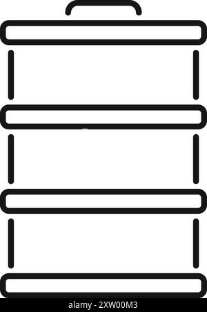 Schwarzes einfaches Symbol des Metallfasses mit Griff für die Ölproduktion zur Lagerung flüssiger chemischer Substanzen auf weißem Hintergrund Stock Vektor