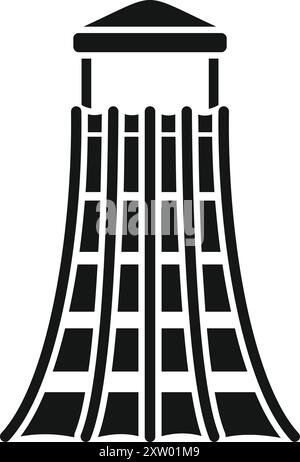 Der hohe Spielplatz mit mehreren Rutschen ist perfekt für Kinder, um Aktivitäten im Freien zu genießen Stock Vektor