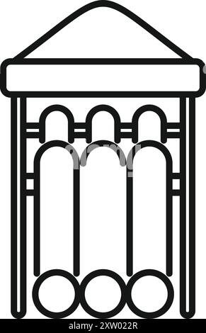 In einem Brennholzregal werden Baumstämme unter dem Dach für Winterheizung und alternative Energie gelagert Stock Vektor