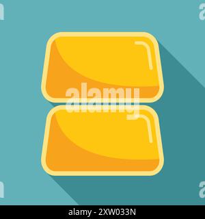 Einfache Darstellung von zwei Goldbarren, die Vermögen, Investitionen und finanziellen Erfolg darstellen Stock Vektor