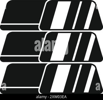 Schwarz-weiß-Symbol für gestapelte Goldbarren, die Vermögen, Ersparnisse und Investitionen darstellen Stock Vektor