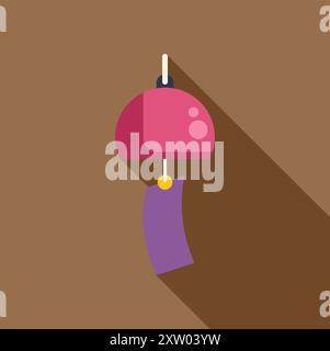 Japanisches Windspiel, bekannt als Furin, hängt und erzeugt einen entspannenden Klang Stock Vektor