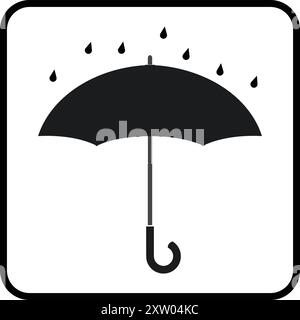 Keep Dry mit Regenschirm Symbol, Dry Package, Keep Dry Symbol, Wassertropfenschutz, Regenschirm Symbol Stock Vektor