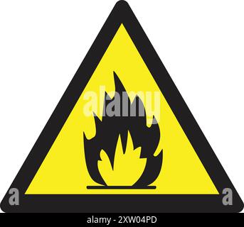 Leicht entflammbares Zeichen, Warnschild entflammbar, entflammbares Symbol, entflammbares Etikett, Warnschild Flamme Stock Vektor