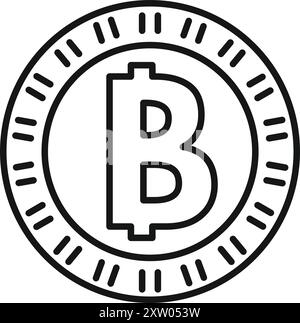 Das Konzept des Kryptowährungs-Mining wird durch ein Bitcoin-Zeichen dargestellt, das von Linien umgeben ist Stock Vektor