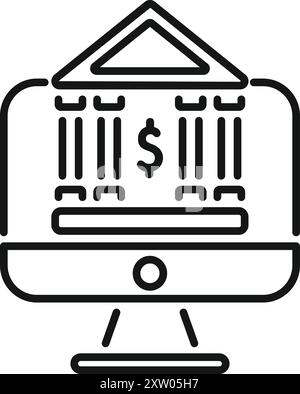 Einfacher Vektor, der das Konzept des Online-Banking und der Finanztransaktion zeigt Stock Vektor
