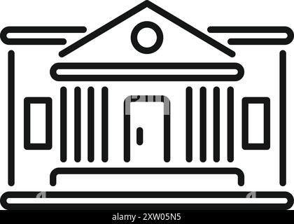 Linienzeichnung eines Gerichtsgebäudes mit Säulen, die die Gerechtigkeit repräsentieren Stock Vektor
