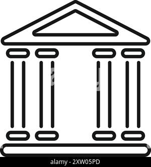 Einfaches Schwarz-weiß-Symbol eines Gebäudes mit Säulen, die ein Gerichtssymbol darstellen Stock Vektor