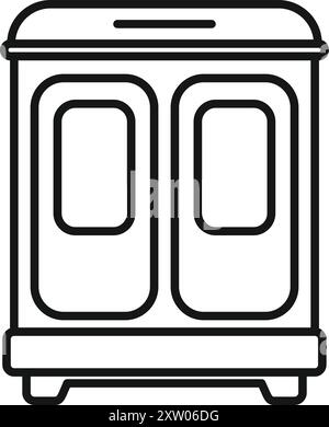 Öffentlicher Nahverkehr mit Fenstern für Pendler, einfache schwarz-weiße Vektor-Illustration Stock Vektor