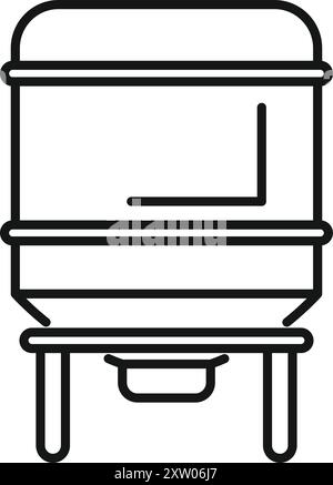 Strichbildsymbol eines Wasserbehälters mit Ventil auf Metallbeinen Stock Vektor