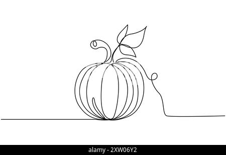 Vektor-Illustration von Halloween Kürbis Singe Linie Kunst Illustration. Halloween Kürbislinie Kunstvektor. Reifer Kürbis, durchgehende Linienzeichnung Stock Vektor