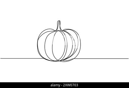 Vektor-Illustration von Halloween Kürbis Singe Linie Kunst Illustration. Halloween Kürbislinie Kunstvektor. Reifer Kürbis, durchgehende Linienzeichnung Stock Vektor
