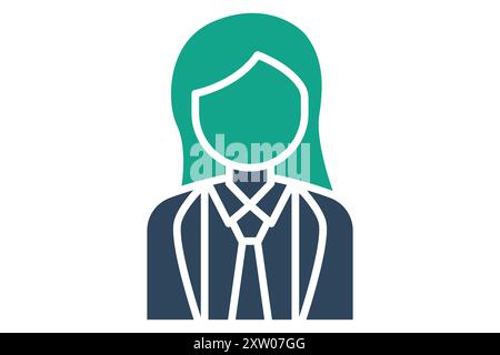 Anwaltssymbol. Symbol für Recht und Gerechtigkeit. Symbolstil durchgehend. Veranschaulichung des Vektors von justice Elements Stock Vektor