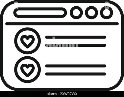 Auf der Website werden Kundenrezensionen mit Herzen für Bewertungen und positives Feedback angezeigt Stock Vektor