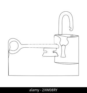 Einzeiliger Schlüsselvektor eine durchgehende Linienzeichnung des Schlüsselzeilensymbols Stock Vektor