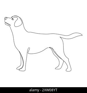 Kontinuierlicher einzeiliger Hund, der Linien-Vektor-Illustrationsentwurf auszeichnet Stock Vektor