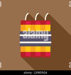 Ein Haufen Dynamit mit brennenden Sicherungen warten darauf, explodiert zu werden Stock Vektor