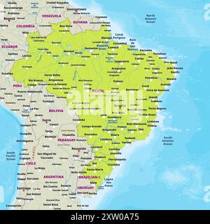Einfache politische Landkarte von Brasilien Stock Vektor
