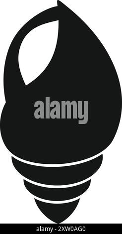 Einfache schwarze Vektor-Illustration einer Muschel, die an die Schönheit und Vielfalt der Meereslebewesen erinnert Stock Vektor