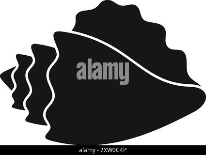 Schwarze Silhouette einer Muschel isoliert auf weißem Hintergrund Stock Vektor