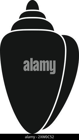 Schwarze Glyphe-Ikone einer Muschel, die ihre spiralförmige Struktur zeigt Stock Vektor