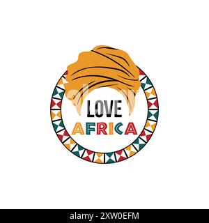 Love Africa Cultural Turban Vector Design, Kwanzaa, Juneteenth Stock Vektor