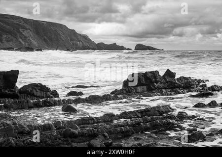 Welcombe Mouth Beach auf der Hartland Peninsular Bideford Nordwesten Devon Westengland Großbritannien Stockfoto