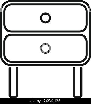 Minimalistisches Symbol eines Nachttisches mit zwei Schubladen, ideal für Schlafzimmermöbel und Innenarchitektur Stock Vektor