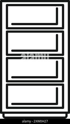 Einfaches Vektorsymbol eines Büroschranks mit vier Schubladen, perfekt für Aufbewahrung und Organisation Stock Vektor