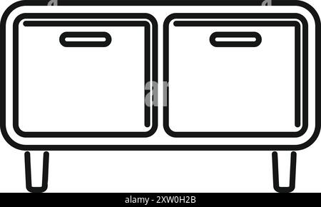 Einfache Linienzeichnung eines kleinen Schranks mit minimalistischem Design Stock Vektor