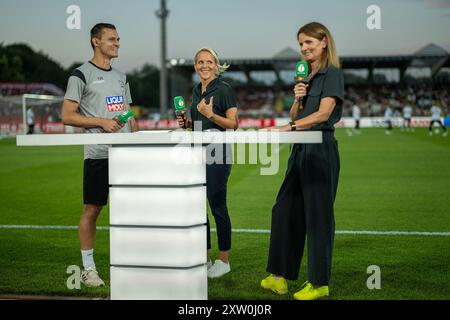 Thomas Woerle (SSV Ulm, Cheftrainer), Friederike Kromp, Katrin Müller-Hohenstein GER, SSV Ulm gegen FC Bayern München, Fußball, DFB-Pokal, 1. Runde, Spielzeit 2024/2025, 16.08.2024, Eibner-Pressefoto/Sascha Walther Stockfoto