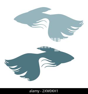 Meereslebewesen, Meeresmeer Unterwasserkreaturen Fische, Muscheln Algen Algen, Tinte und Stift handgezeichnet. Einzelobjektabbildung, stilisiert, isoliert Stock Vektor