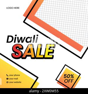 Diwali Sale Post Vorlage, Vektor, Soziale Medien Stock Vektor