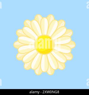 Einfache Illustration einer weißen Blume mit Kontur. Separate Blüte. Stock Vektor