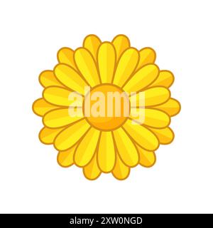 Einfache Darstellung der gelbe Blume mit Kontur. Separate blühen. Stock Vektor