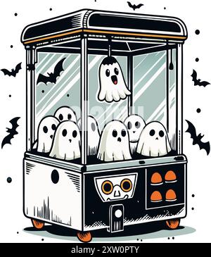 Halloween-Geisterautomat. Vektorillustration isoliert auf weißem Hintergrund. Stock Vektor