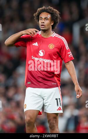 Manchester United Stürmer Joshua Zirkzee (11) während des Spiels Manchester United FC gegen Fulham FC English Premier League in Old Trafford, Manchester, England, Großbritannien am 16. August 2024 Credit: Every Second Media/Alamy Live News Stockfoto