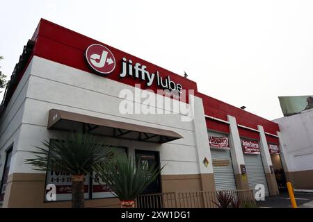 Jiffy Lube, amerikanische Kette für Ölwechsel-, Wartungs-, Wartungs- und Coupons Stockfoto