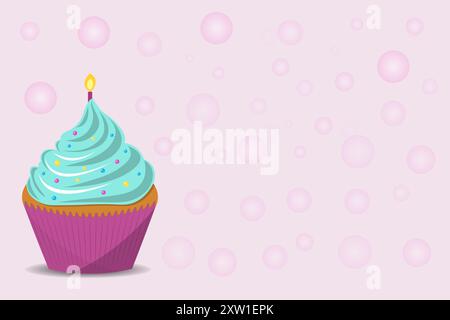 Hintergrund mit Geburtstagskuchen mit Kerze Stockfoto