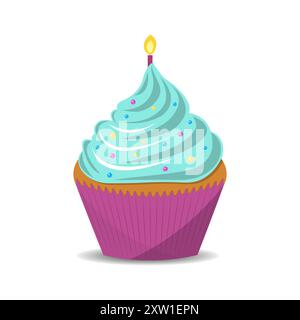 Geburtstag Kuchen mit einer Kerze Stockfoto