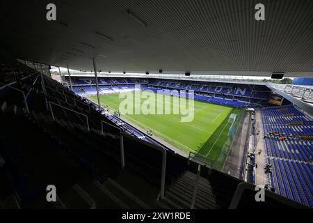 Goodison Park, Liverpool, Großbritannien. August 2024. Premier League Football, Everton gegen Brighton und Hove Albion; eine allgemeine Ansicht des Goodison Park Stadions vom Haupttribüne Credit: Action Plus Sports/Alamy Live News Stockfoto