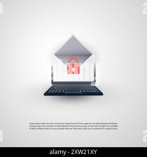 Internet-Phishing, Account-Hacking-Versuch durch böswillige E-Mails – Hacker-Aktivität, Datendiebstahl, gehackt, gestohlene Anmeldedaten und Passwort, Cyber CRIM Stock Vektor