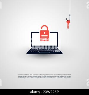 Internet-Phishing, Account-Hacking-Versuch durch böswillige E-Mails – Hacker-Aktivität, Datendiebstahl, gehackt, gestohlene Anmeldedaten und Passwort, Cyber CRIM Stock Vektor